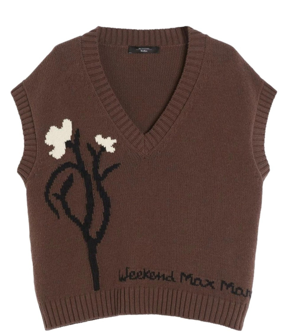 Max Mara Sleeveless Knit Vest With Floral Motif