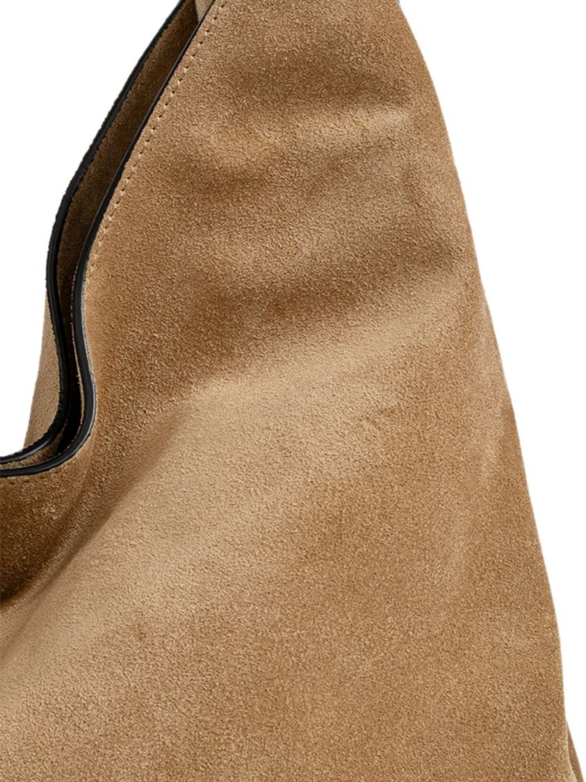 Moschino Soft Suede Bag With Structured Gold-Tone Handle