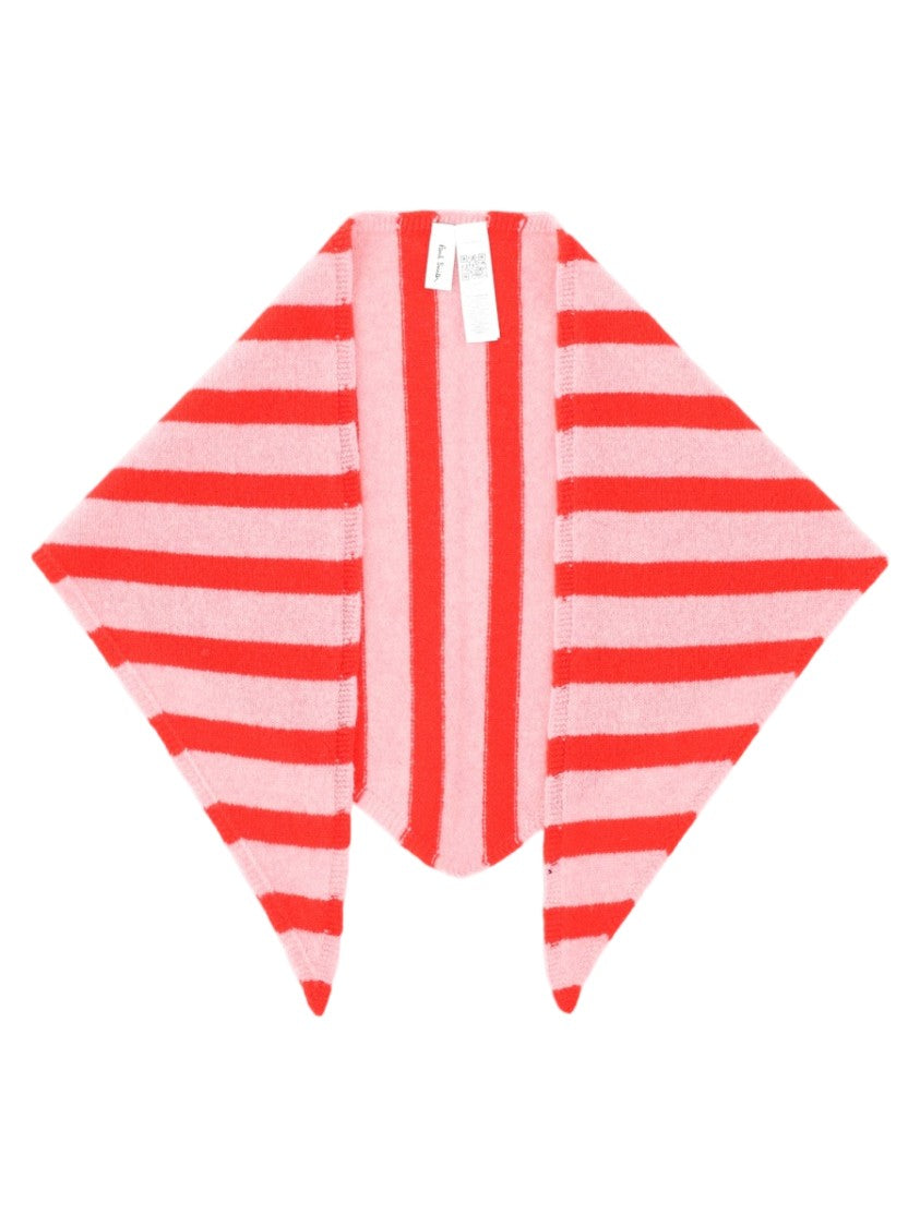 Paul Smith Pink Lambswool Striped Triangular Scarf