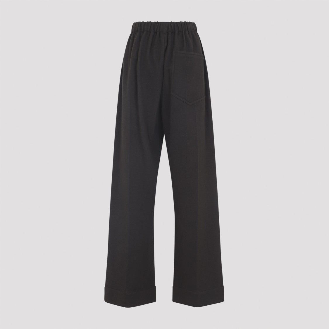 Carven Wide-Leg Wool Trousers With Elastic Waistband And Buttoned Details