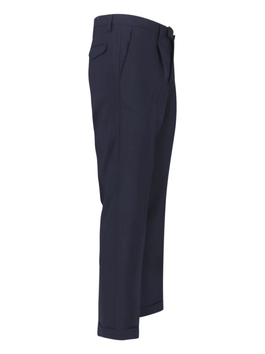 Briglia 1949 Navy Tailored Mid-Rise Virgin Wool Trousers