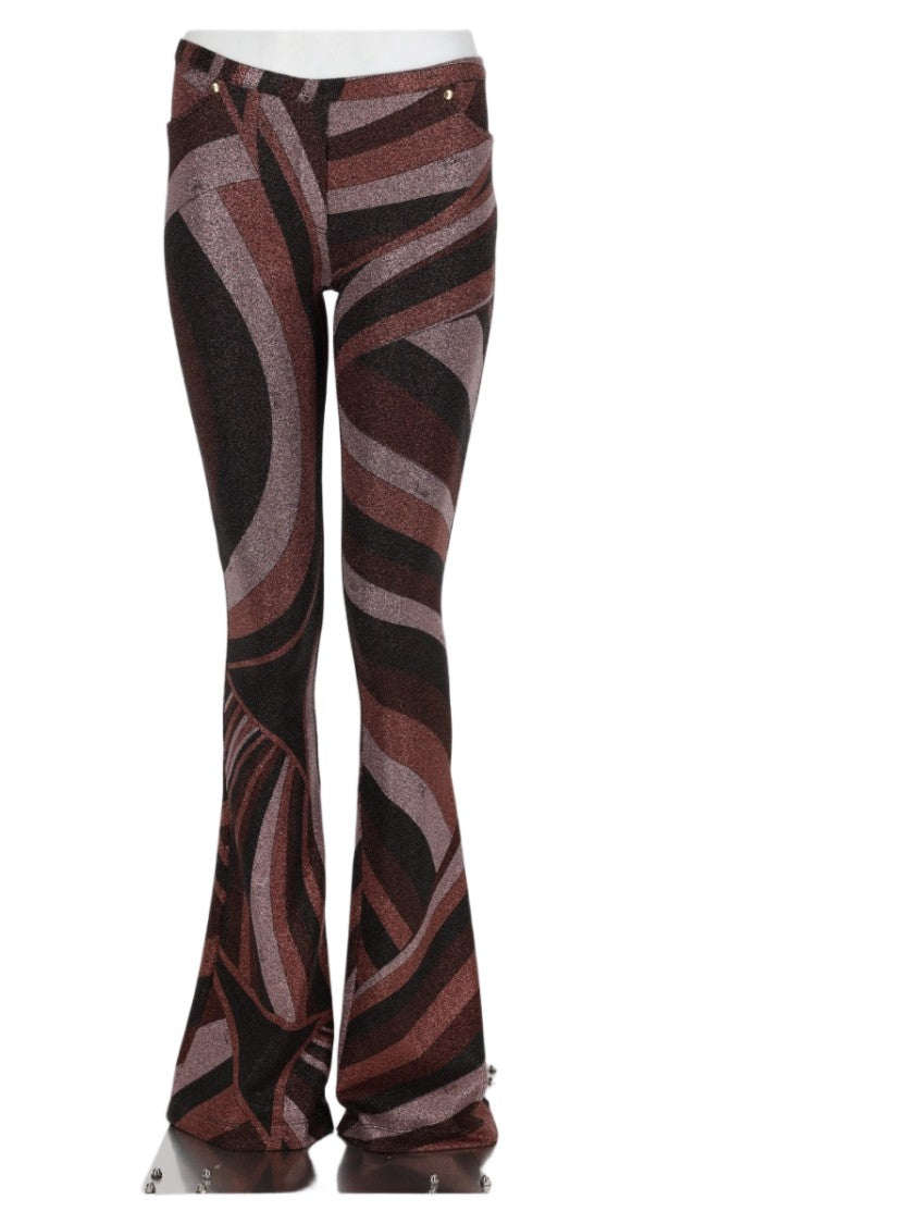 Pucci Burgundy Abstract Flared Polyamide-Blend Pants