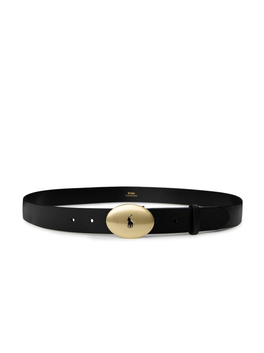 Polo Ralph Lauren Pony Logo Oval Buckle Leather Belt