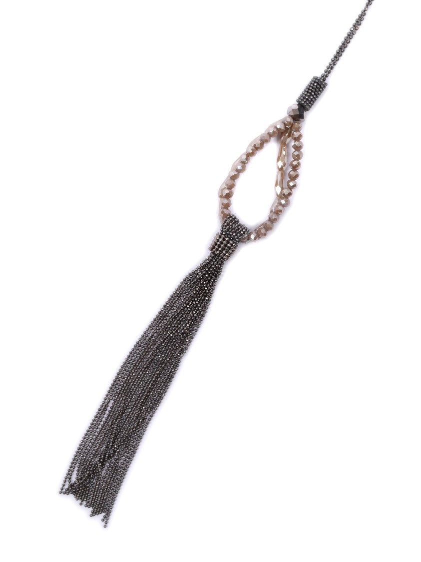 Peserico Teardrop Pendant Necklace With Flowing Tassel