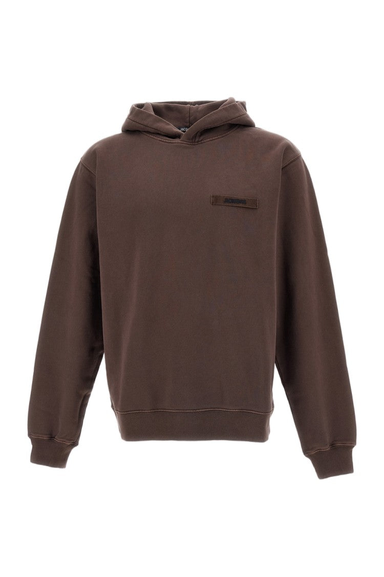 Jacquemus Brown Grosgrain Ribbon Detail Organic Cotton Hoodie