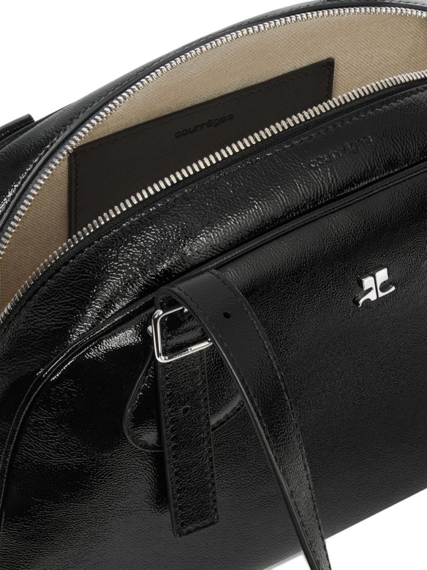 Courrèges Black Structured Adjustable Strap Charm Bag