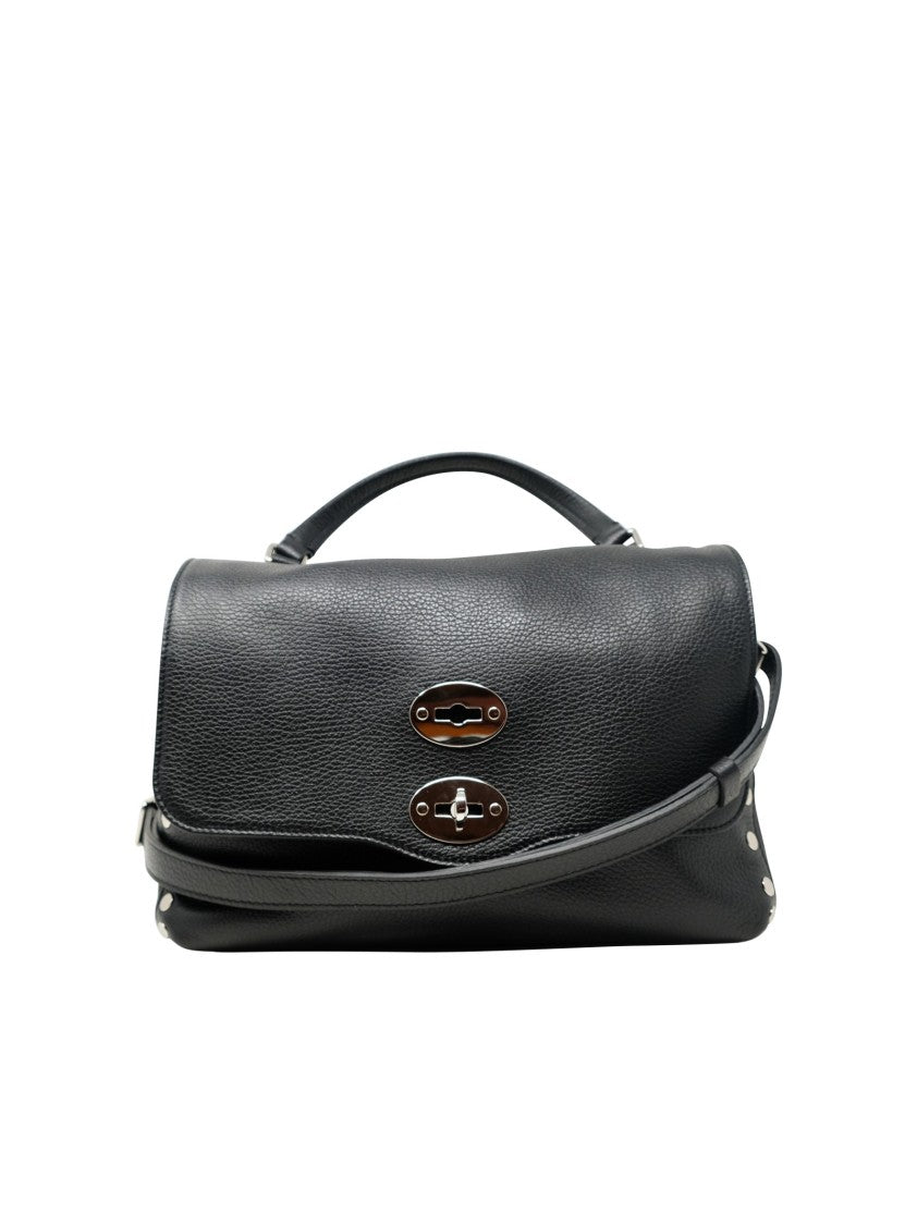 Zanellato Black Postina Daily Day S Leather Handbag