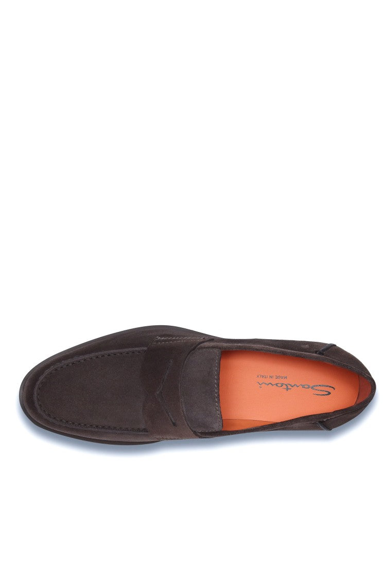Santoni Suede Moccasins With Rubber Sole