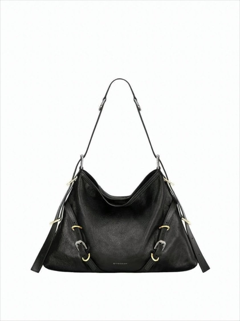 Givenchy Crescent Black Calf Leather Shoulder Bag