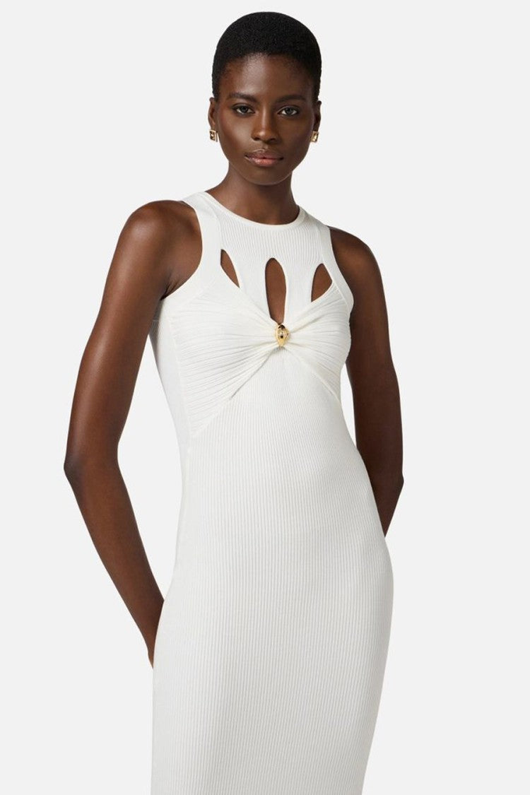 Elisabetta Franchi Fitted Midi Dress With Cut-Out Details