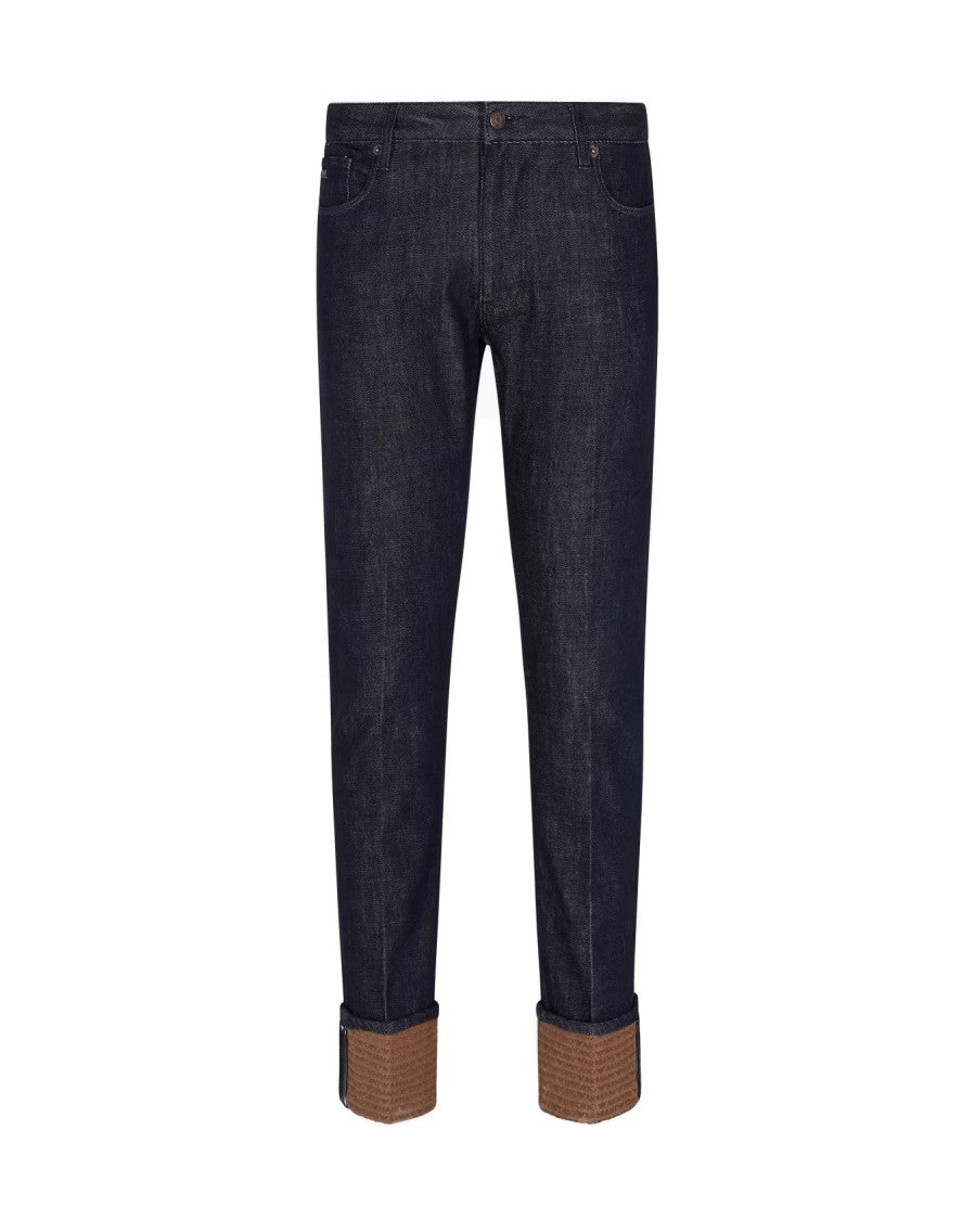 Emporio Armani Slim Fit Jeans With Unique Cuff Detail