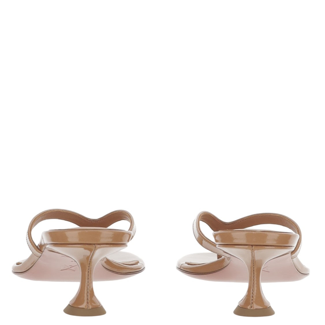 Amina Muaddi Thong Design Leather Sandals With Sculpted Heel