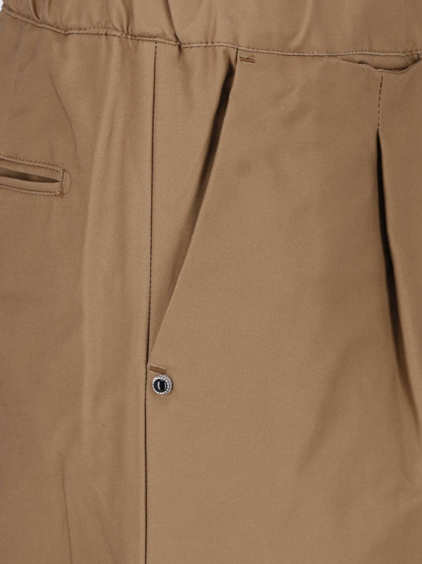 White Sand Brown Cotton Velvet Mid-Rise Straight-Leg Pants