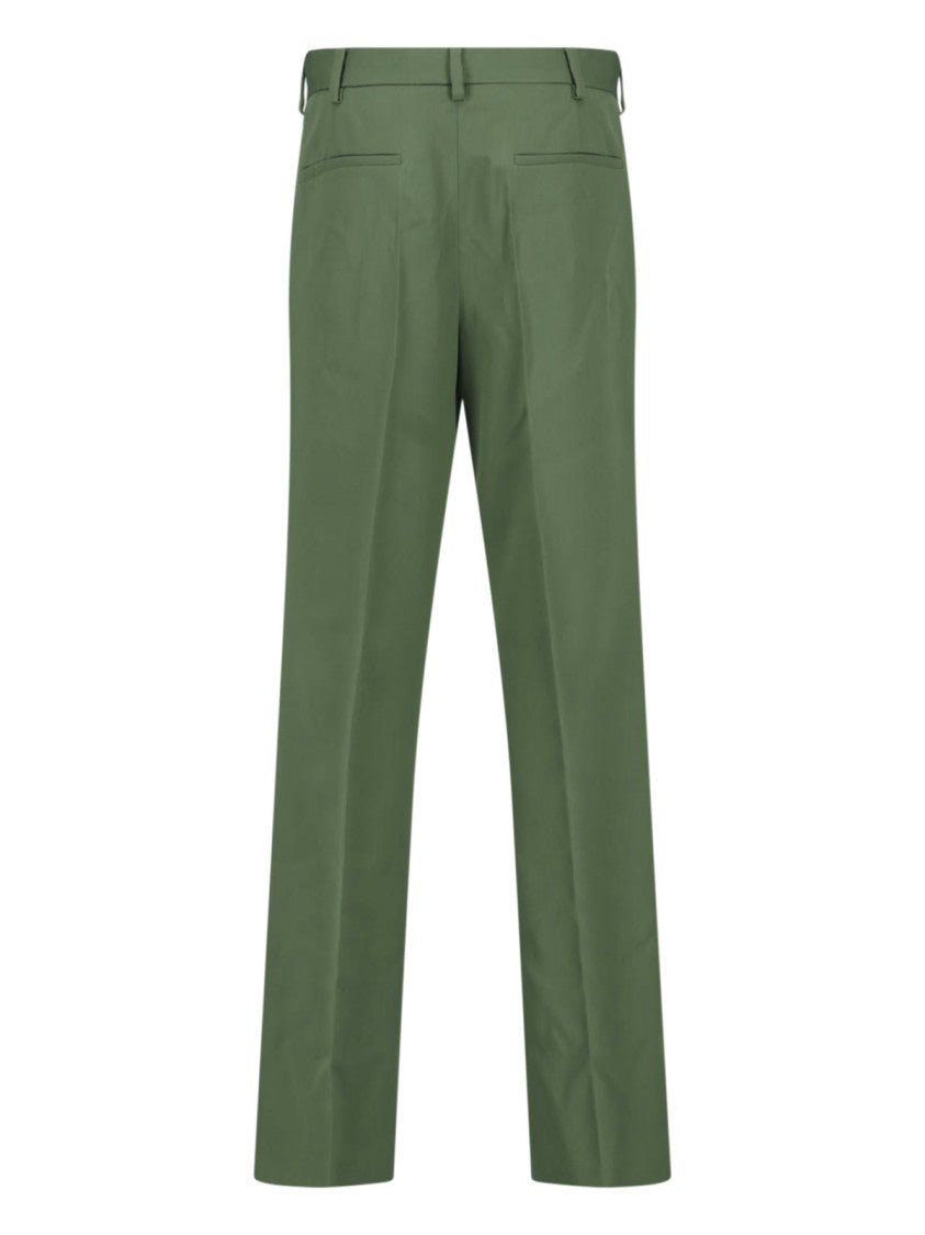 Marni Green Tailored Straight-Leg Wool Pants
