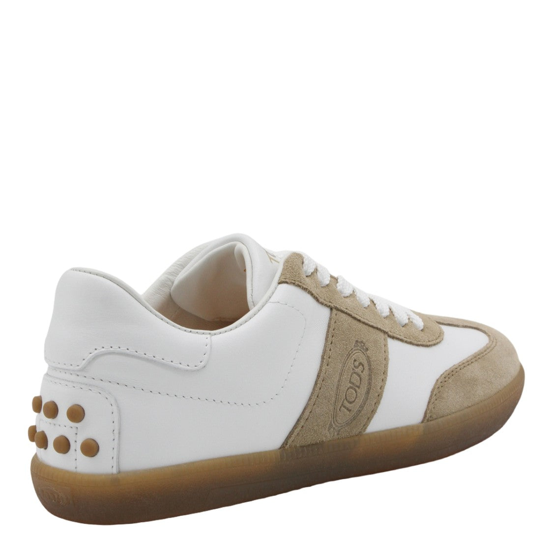 Tod's White Leather And Beige Suede Sneakers