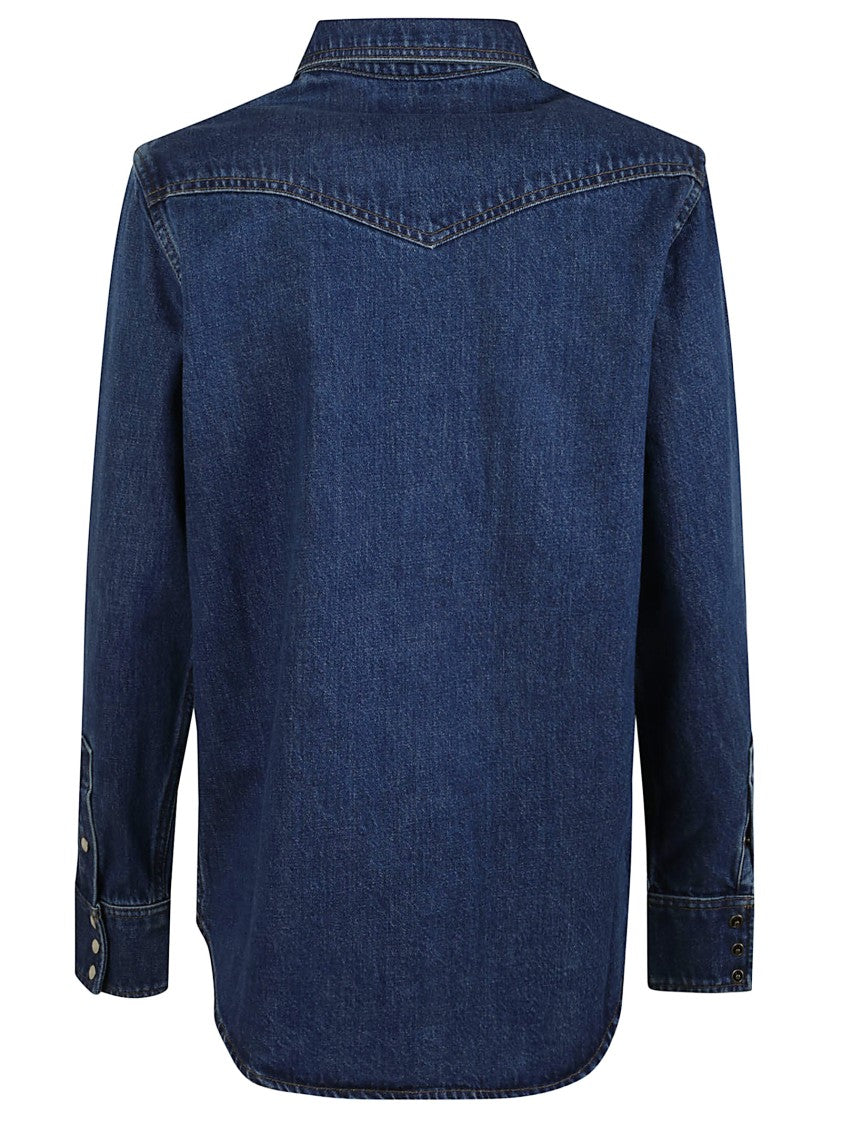 Filson Indigo Texan Denim Shirt With Snap-Button Closure And Pointed Collar