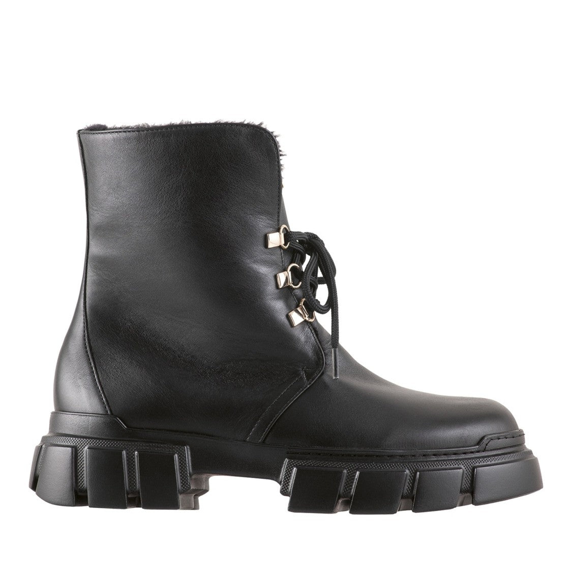 Högl Black Sheepskin Lined Leather Winter Ankle Boots
