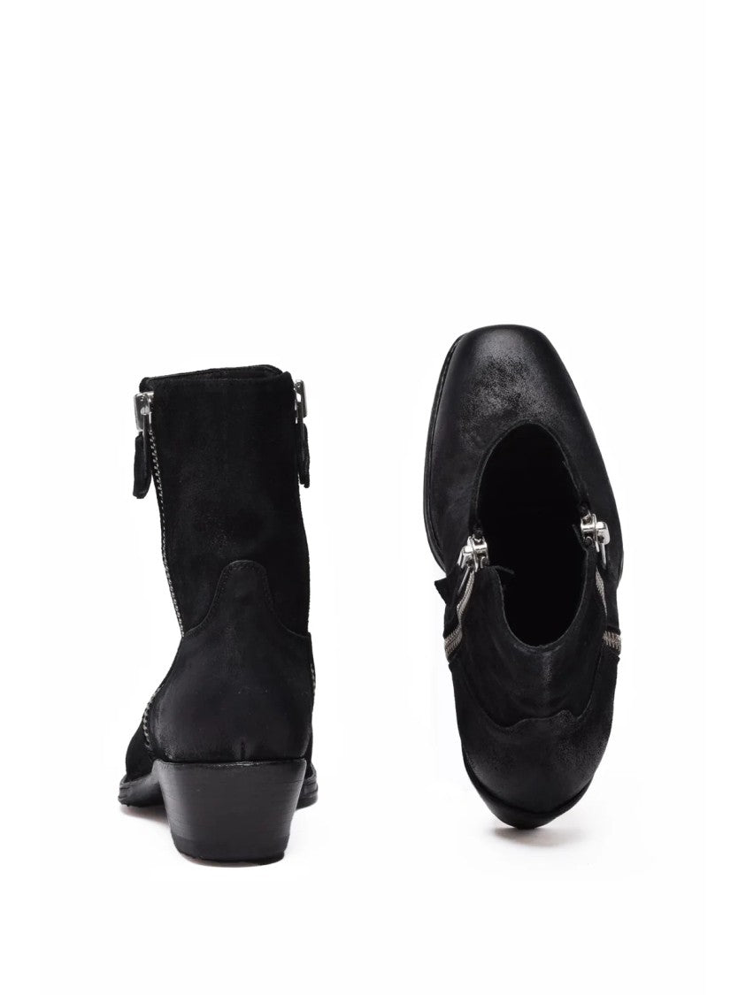 Damy Black Suede Zip Ankle Boots