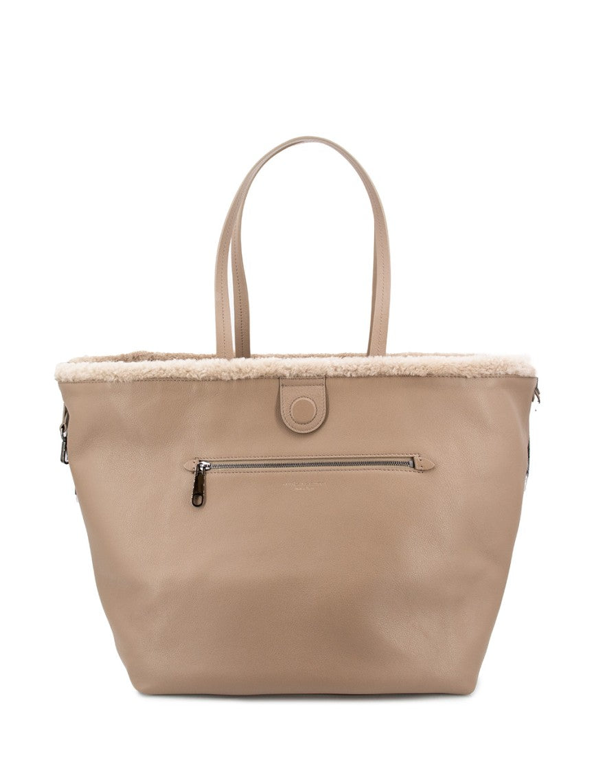 Brunello Cucinelli Curly Shearling Tote Bag With Leather Handles