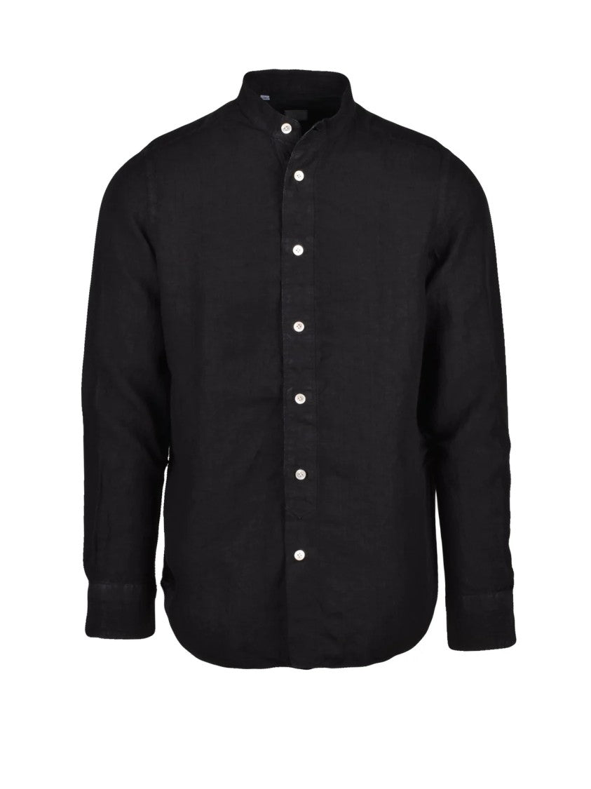 Eleventy Black Men Linen Shirt