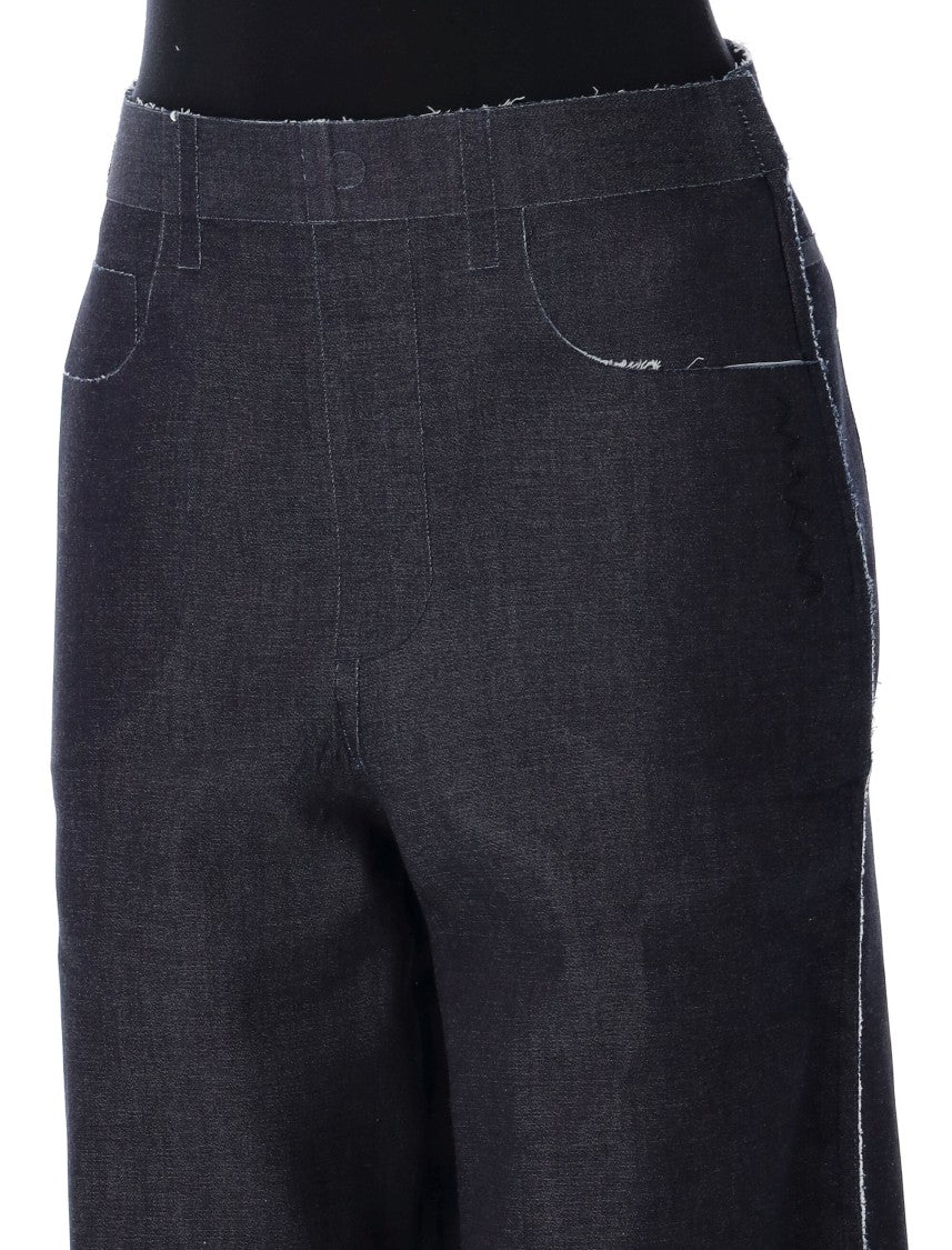 Marni Trompe L'oeil Wide-Leg Trousers In Stretch Denim