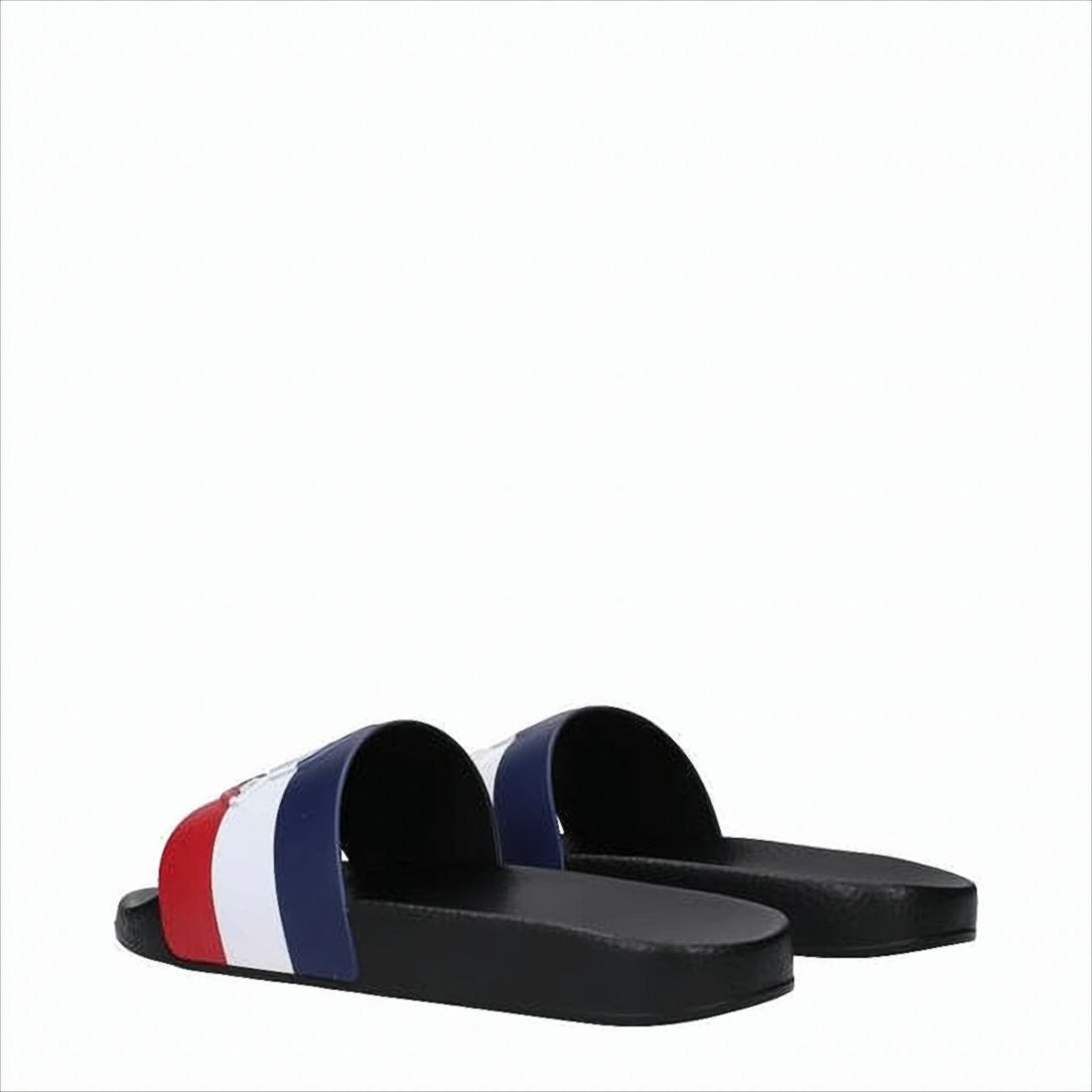 Moncler Textured Rubber Slides With Bold Striped Strap