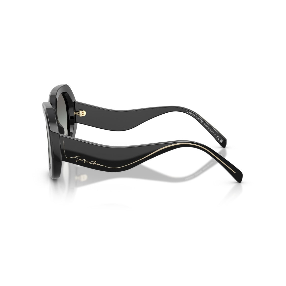 Giorgio Armani 0Ar8248 Oversized Geometric Black Sunglasses With Gold Accents