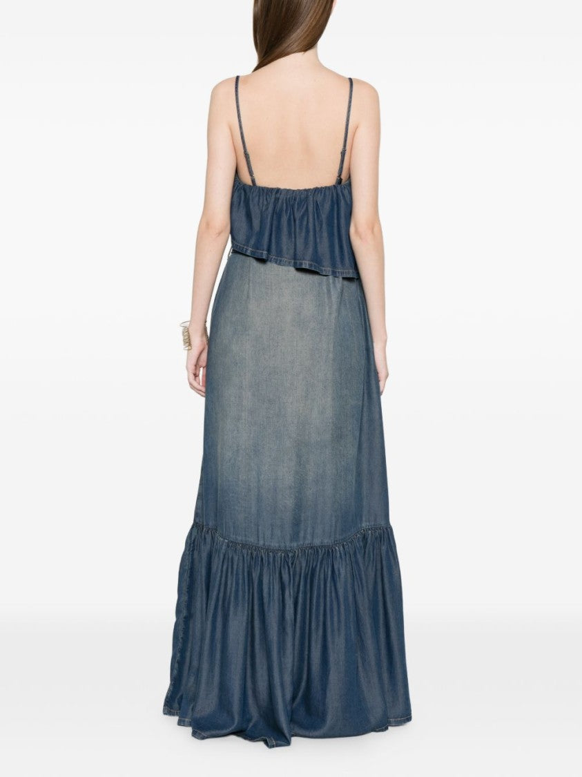 Pinko Blue Tiered Ruffled Day Dress