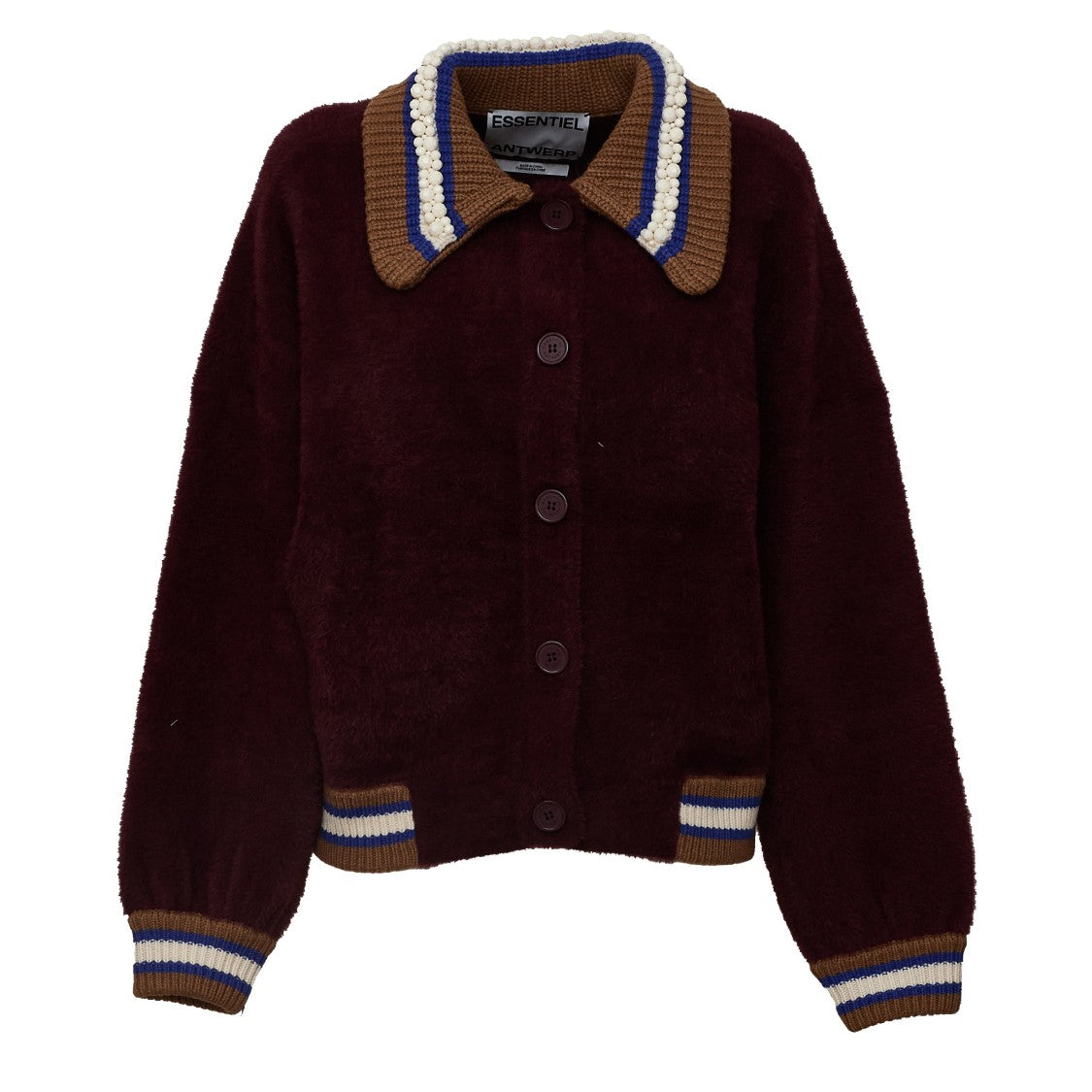 Essentiel Antwerp Kamore Beaded Collar Ribbed Cardigan