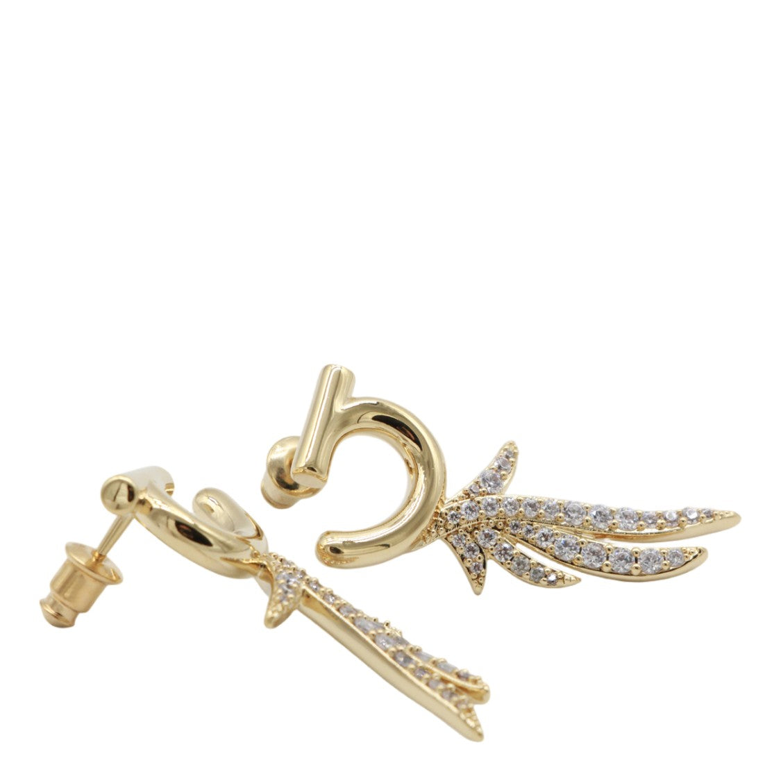 Ferragamo Polished Gold-Tone Crystal Earrings