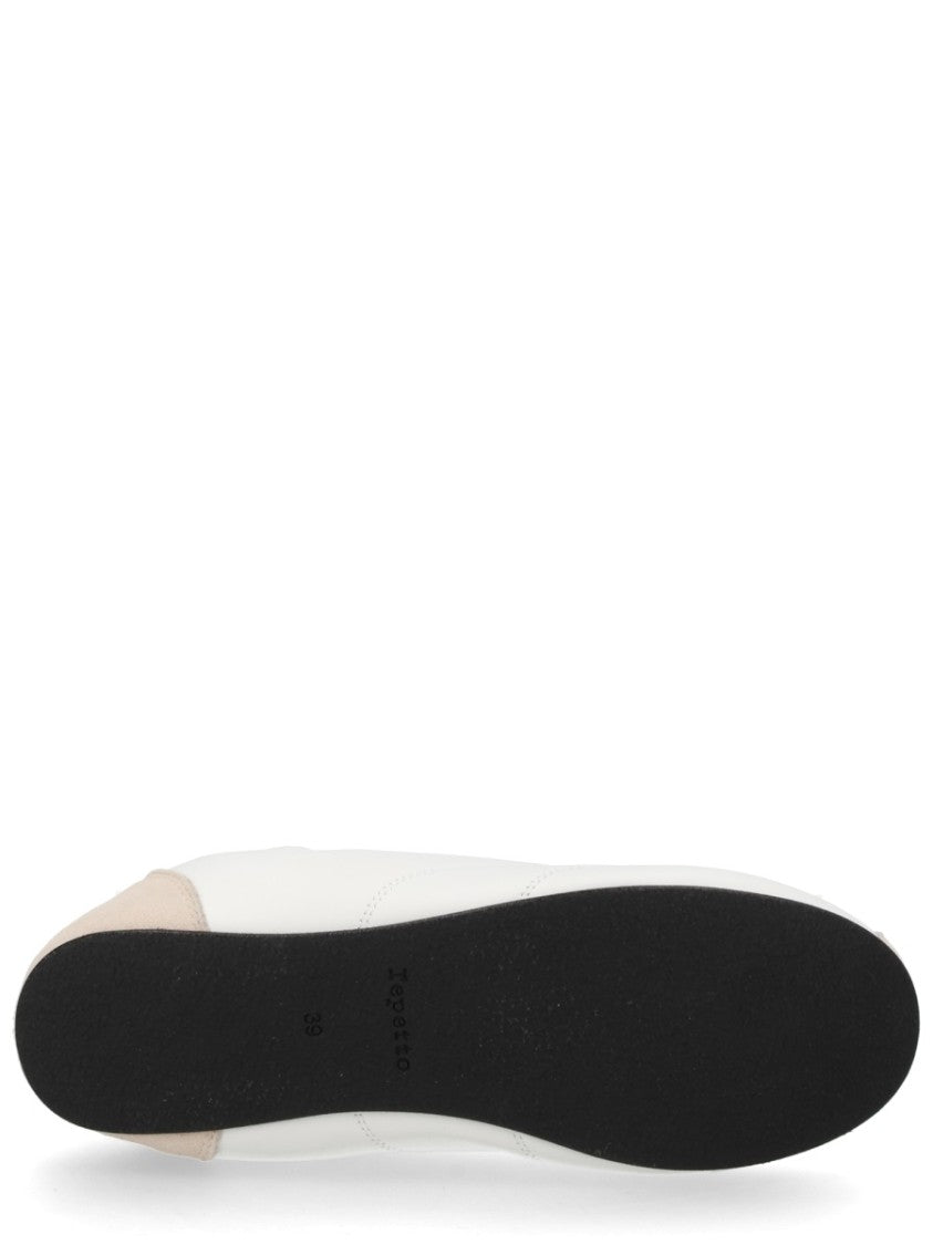 Repetto Tennis Smooth White Suede Accent Lambskin Sneakers