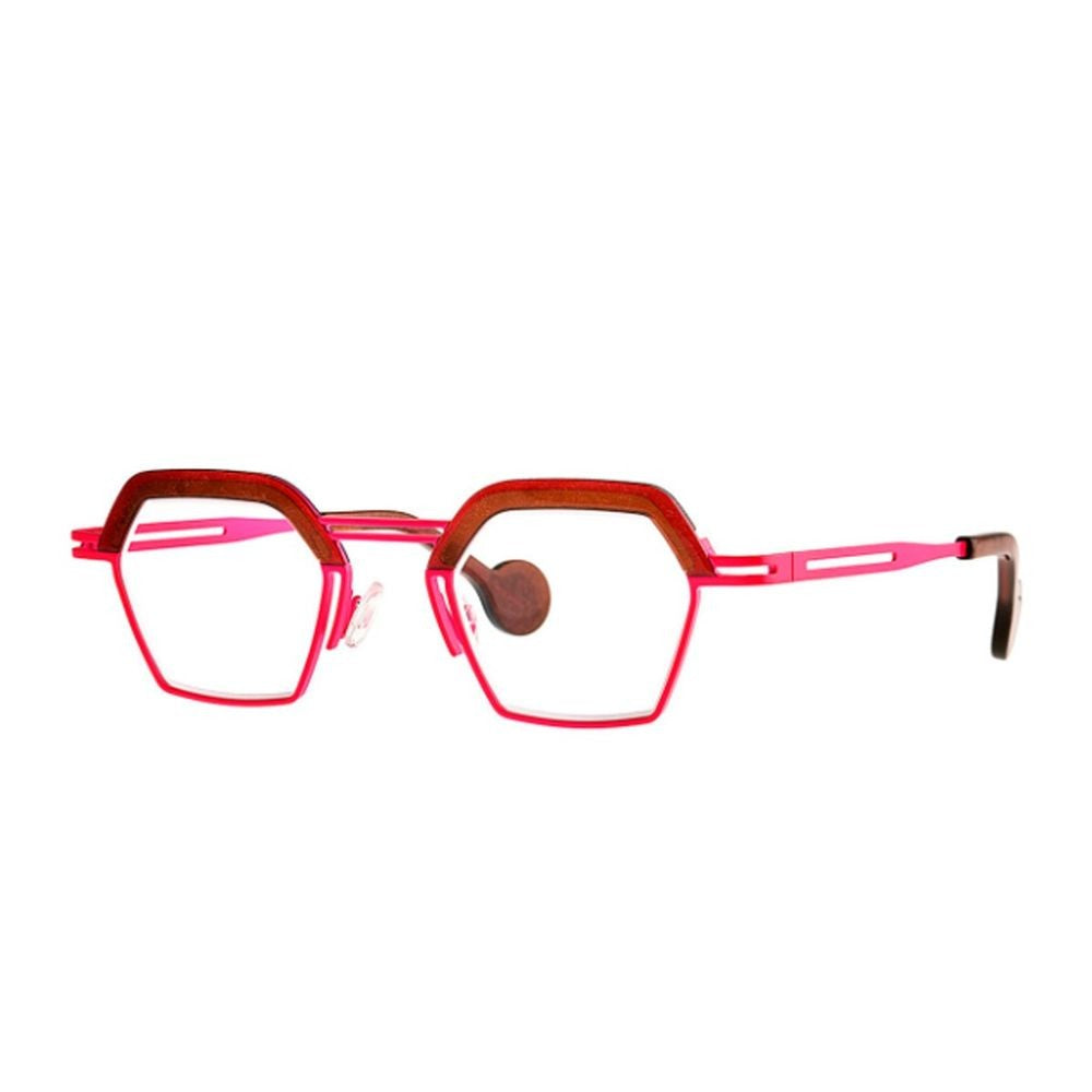 Theo Eyewear Geometric Titanium Eyewear In Fluo Pink