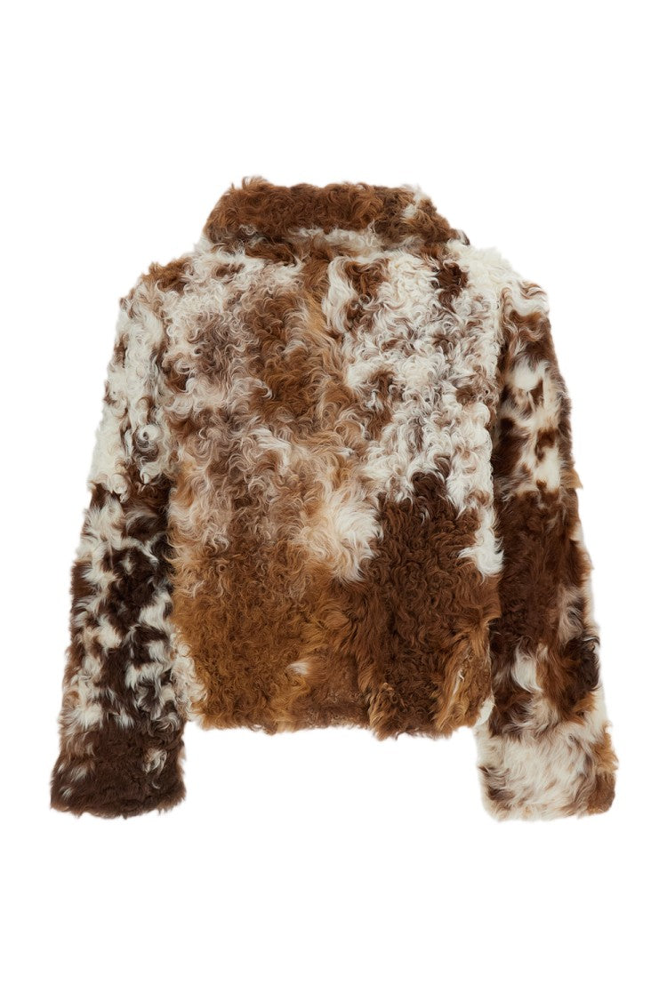 Martha Louis Natural Curly Sheep Shearling Jacket With Concealed Fastening