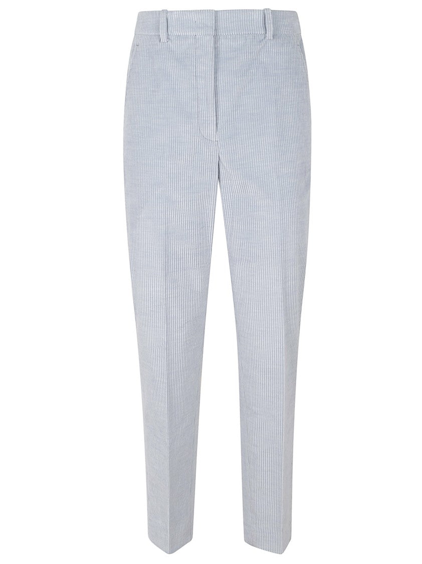 Incotex Light Blue Corduroy Trousers With Zip Fastening And Elastic Waist