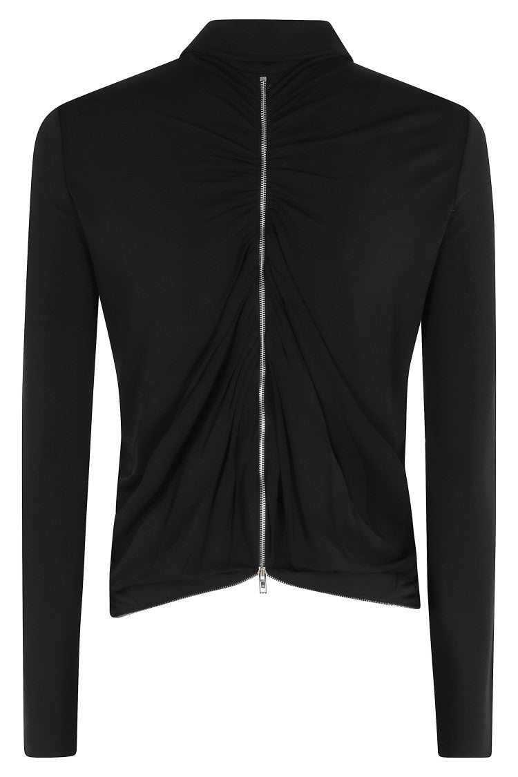 Alexander Wang Black Drape Back Continuous-Zipper Viscose-Blend Shirt