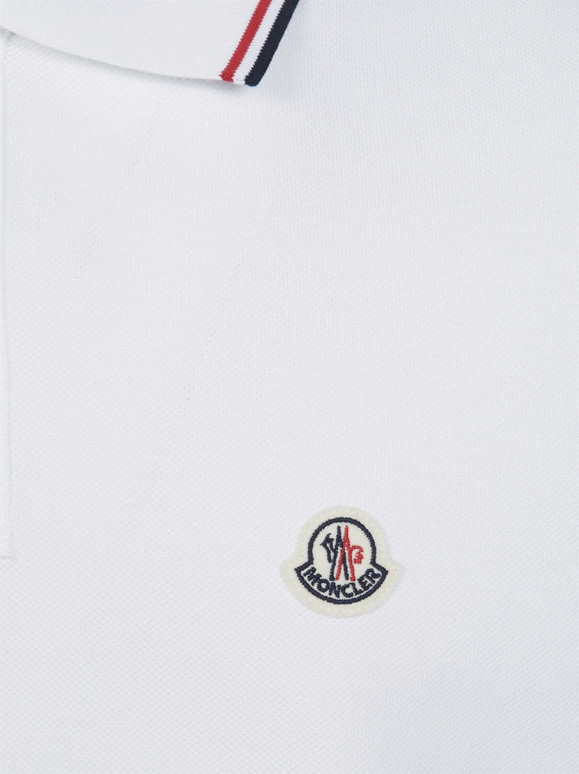 Moncler Striped Collar Classic Short-Sleeve Polo Shirt
