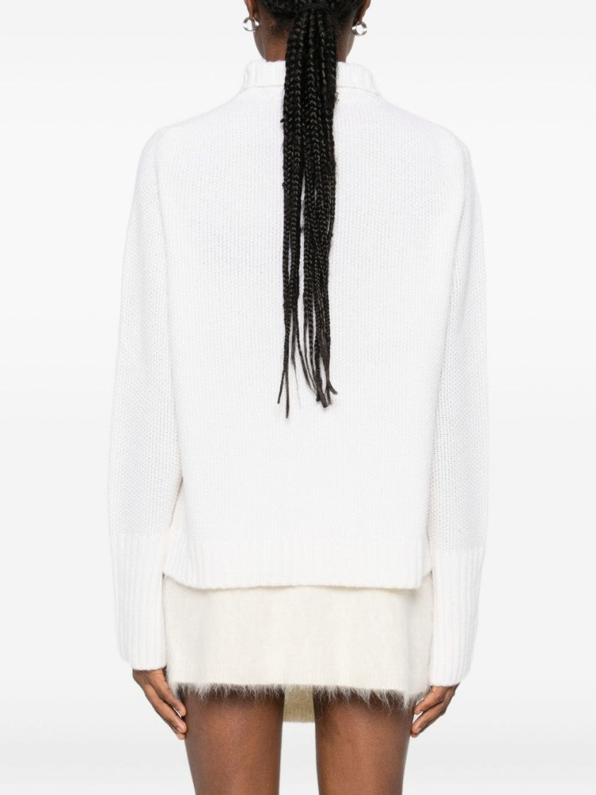 Tabaroni Cashmere Ribbed Mock Neck Cashmere Sweater