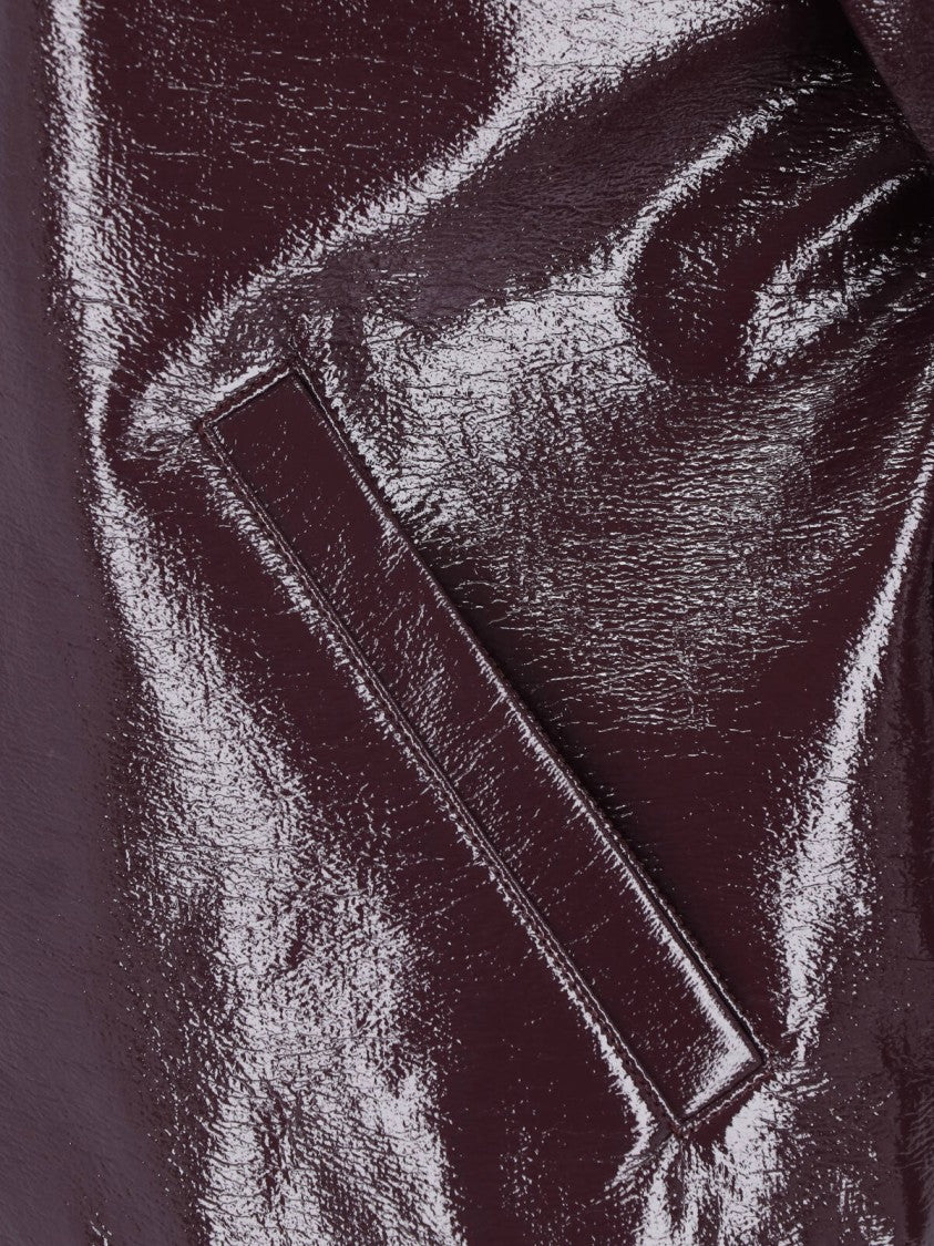 Courrèges Bordeaux Red Vinyl Classic Collar Zip Bomber Jacket