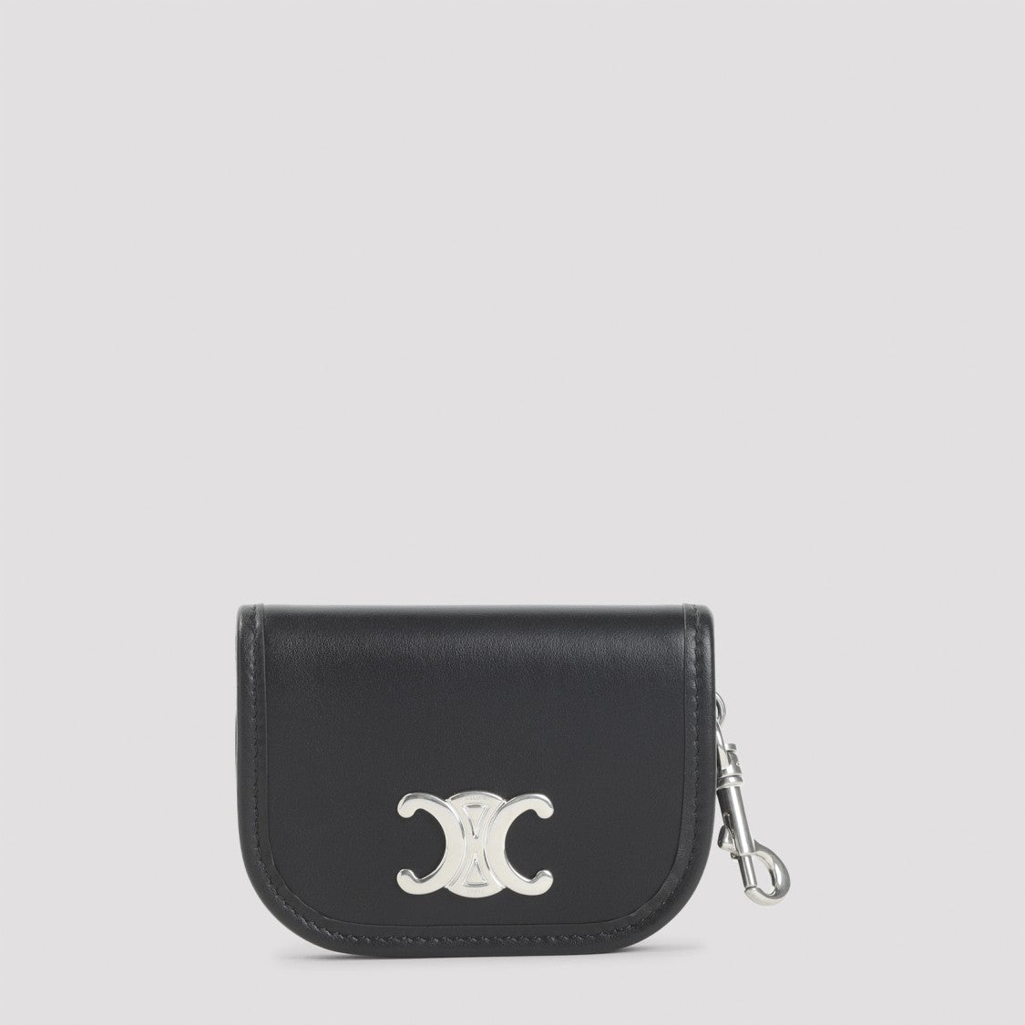 Celine Nano Besace Triomphe Keyring In Black Calf Leather