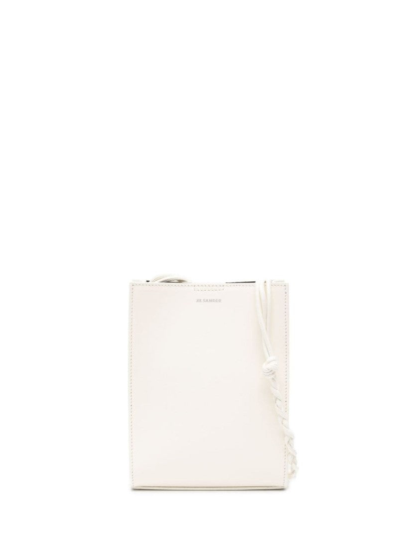 Jil Sander White Calf Leather Handbag With Braided Strap And Knot Detailing