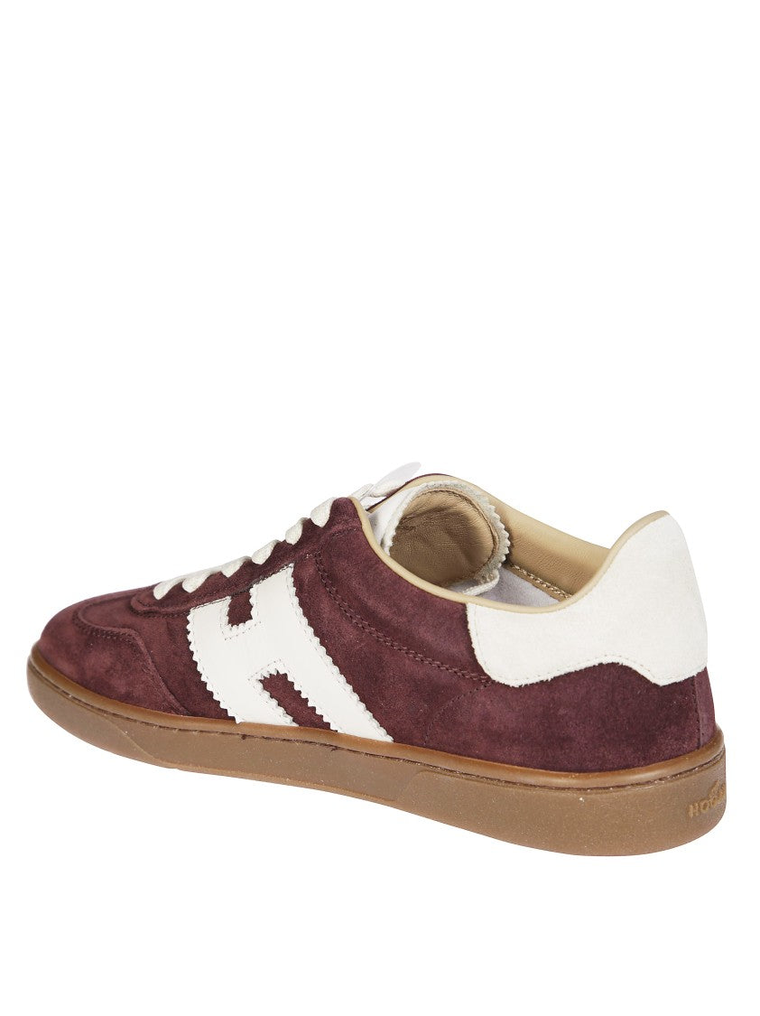 Hogan Burgundy Suede Low-Top Sneakers With Contrasting Logo