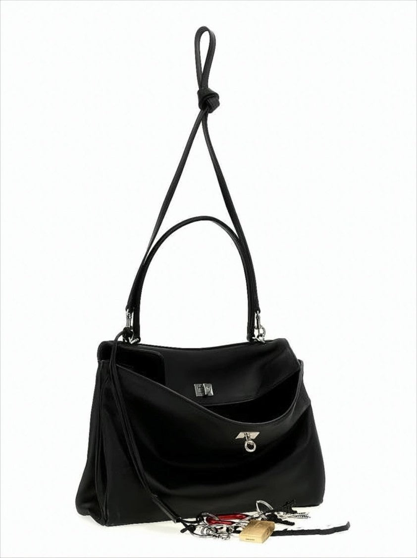 Balenciaga Structured Calf Leather Tote Bag With Silver-Tone Turn-Lock Closure