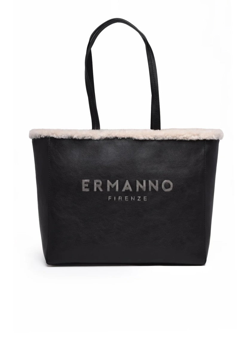 Ermanno Firenze Vanessa Shoulder Bag With Smooth Black Exterior And Contrasting Trim