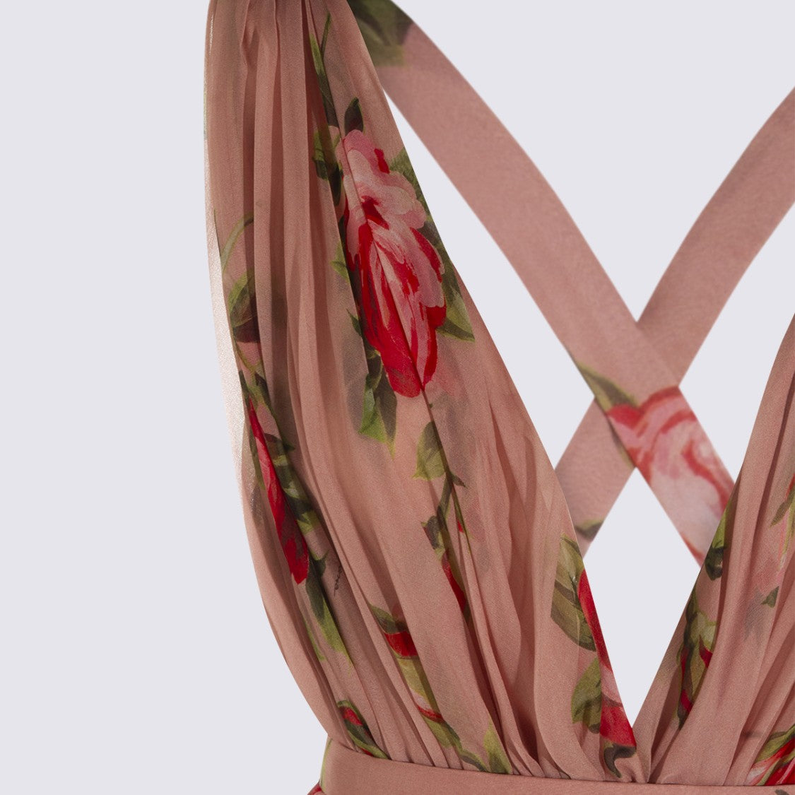 Dolce & Gabbana Pink Silk Floral Maxi Dress