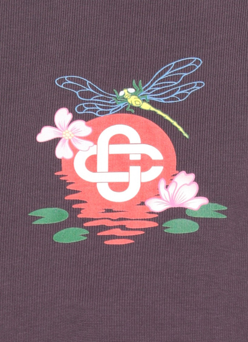 Casablanca Purple Cotton T-Shirt With Contrasting Logo Print