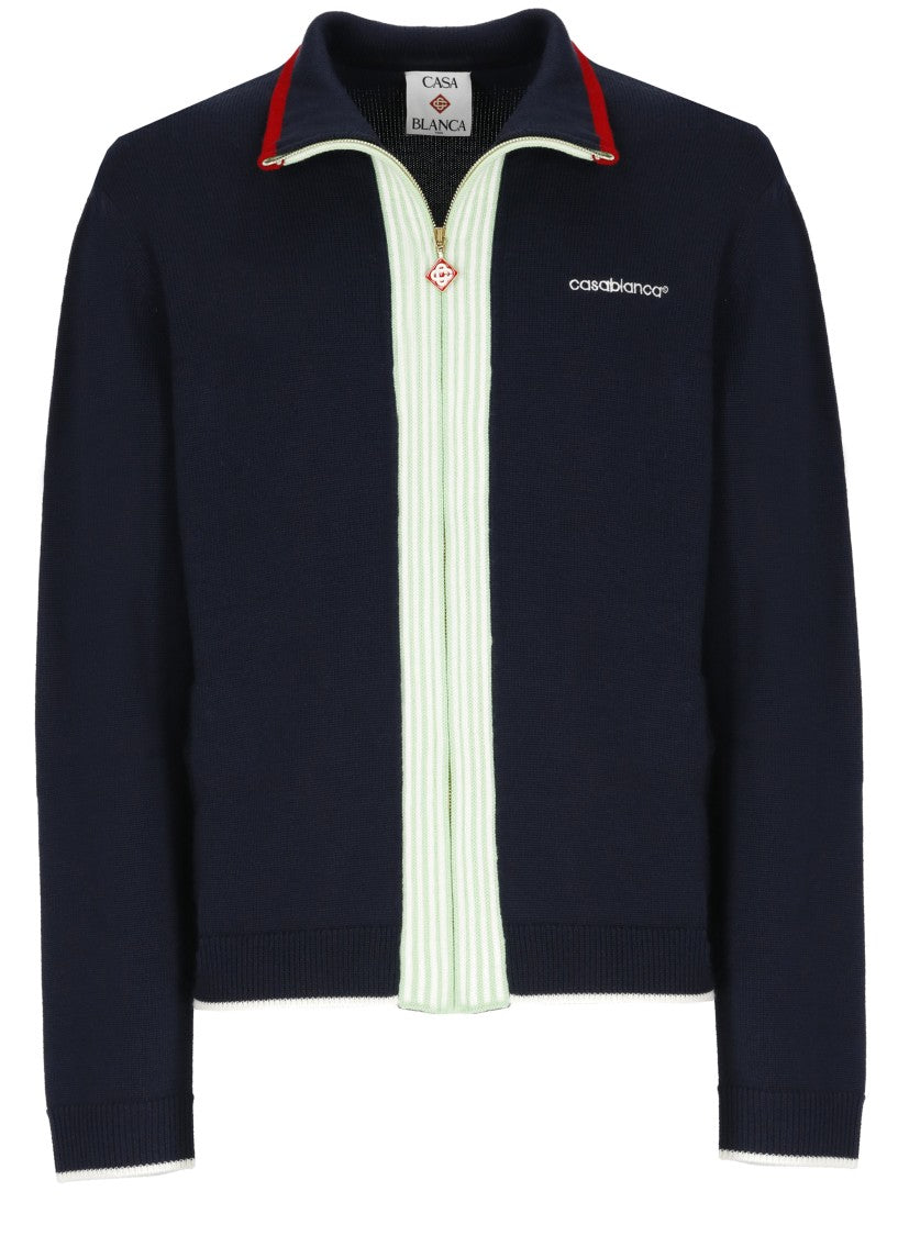 Casablanca Blue Merino Embroidered Wool Jacket
