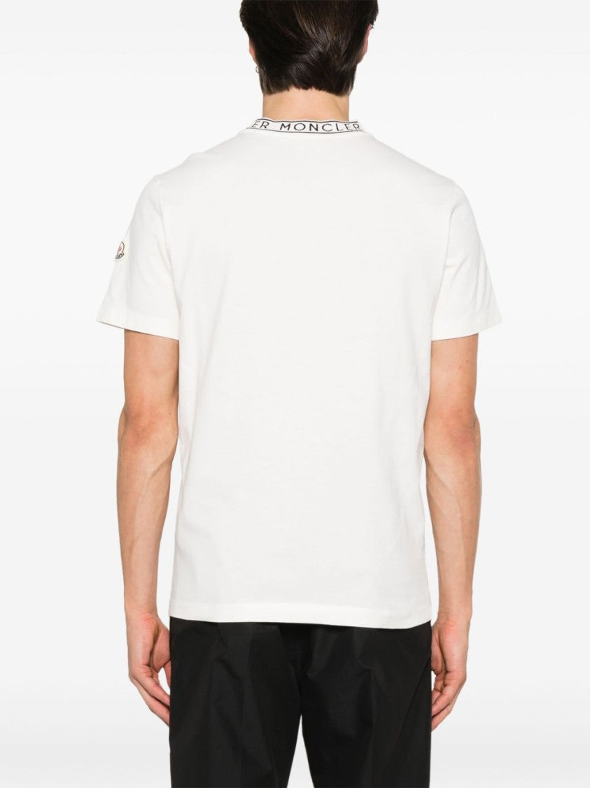 Moncler White T-Shirt With Ribbed Neckline
