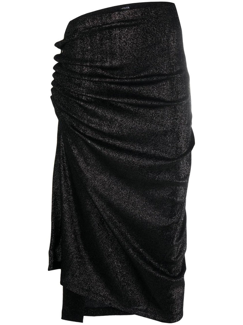 Paco Rabanne Asymmetric Midi Skirt With Draped Design