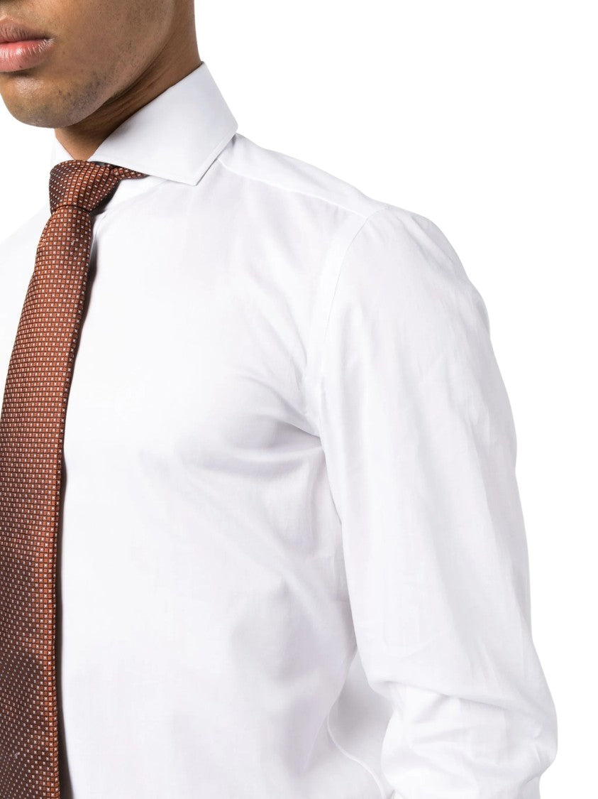 Borrelli Long-Sleeve Spread Collar Cotton Shirt With Tailored Fit