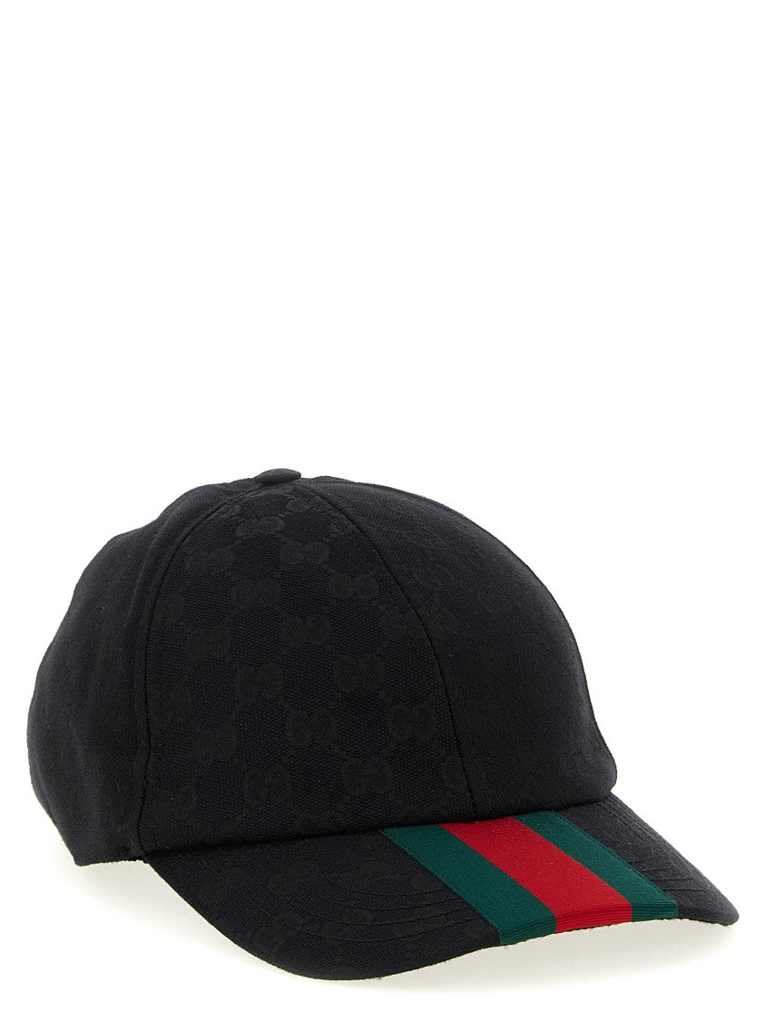 Gucci Original Gg Fabric Cap With Contrasting Ribbon Detail